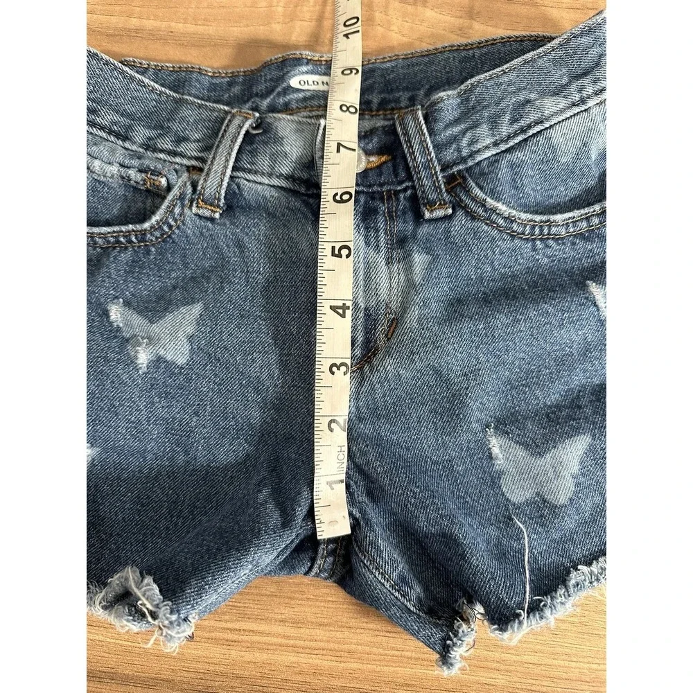 Justice Gir's Size 10 Butterfly Print Cutoff Medium Wash Distressed Jean‎ Shorts